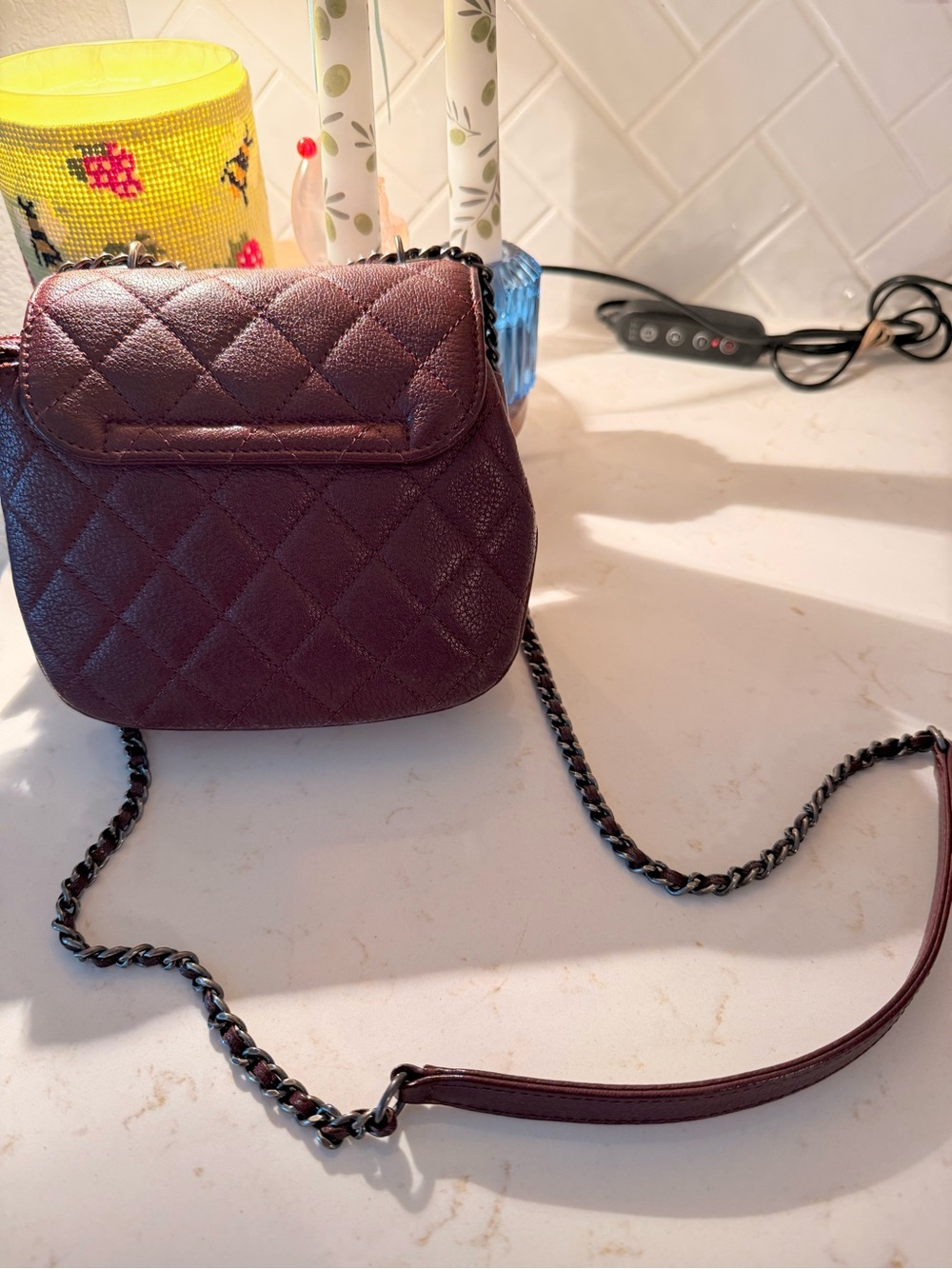 CHANEL CC Burgundy Caviar Waiter Flap Crossbody Bag 👛👜🥰 - Picture 10 of 11